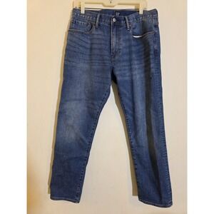 Gap Men's Size 33x32(Act.32x29)Medium Wash Athletic Stretch Straight Leg Jeans